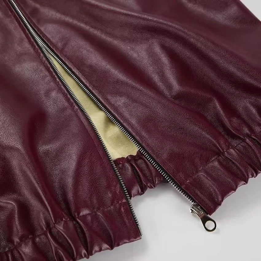 Otoño Invierno chaqueta de cuero Retro 2026 nueva chaqueta de cuero Pu para mujer solapa corta motocicleta abrigo suelto mujer abrigo de cuero de motorista