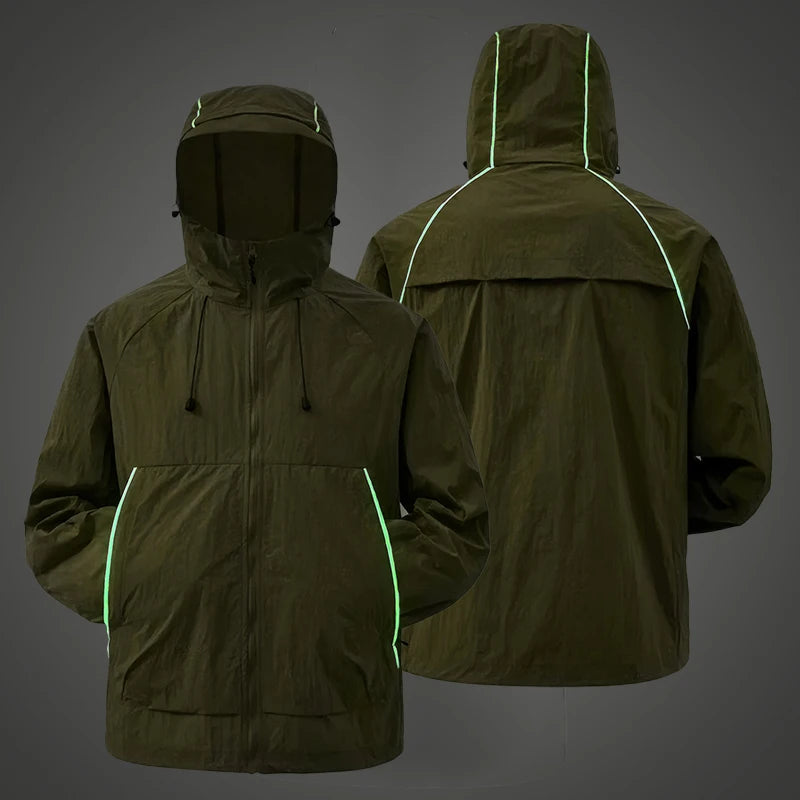 EUMERGX Waterproof Jacket for Men and Women, Windbreaker with Sun Protection for Fishing, Climbing, Hiking, Lightweight Rain Coat, Unisex, for Summer