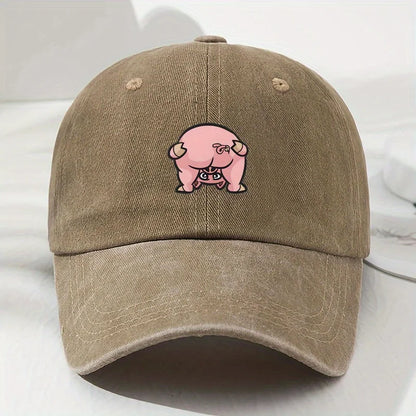 Linda gorra de béisbol unisex con estampado de cerdo rosa: sombrero estilo callejero urbano, adecuado para deportes al aire libre y ropa casual