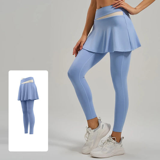 Women's Yoga Skirt Leggings 2026, High Waist, Color Block, Butt Lift Effect, Skirted Leggings, Non-See-Through, Moisture Wicking, Yoga and Pilates Pants