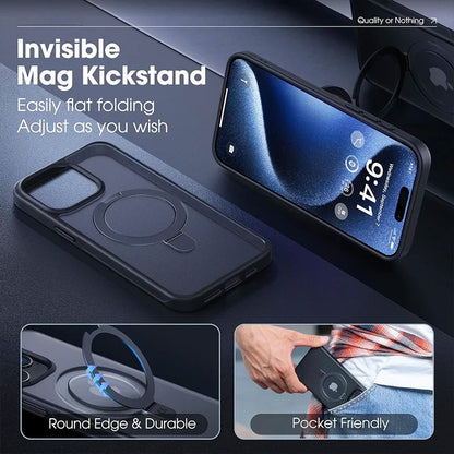 Funda magnética para teléfono móvil con soporte de anillo para iPhone 17 Pro Max Air 16 16E 15 14 funda Plus 13 11 12 fundas para móvil con soporte