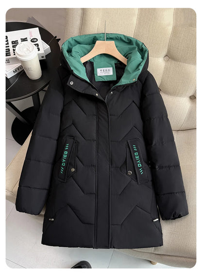 Chaqueta de plumón de longitud media para mujer, de alta gama, gruesa, cálida y elegante, estilo coreano, para el invierno, c...