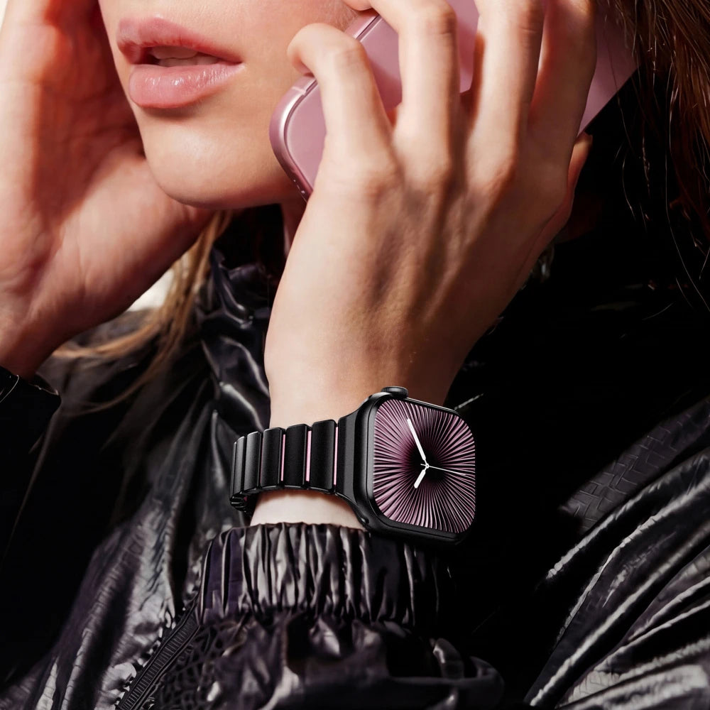 Correa de Acero Inoxidable para Apple Watch Series 10 11 42mm, Correa de Goma para Mujer para Iwatch 9 8 7 41mm 6 5 4 3 2 1 40mm 38mm