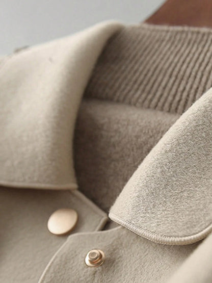 Abrigos de lana cortos lisos clásicos para mujer Otoño Invierno ropa cálida para mujer abotonada abrigo femenino trajes nuevos en prendas de vestir exteriores