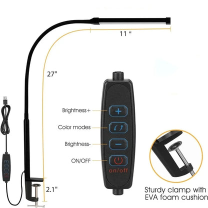 Lámpara de escritorio con Clip Led de un solo cabezal, lámparas de mesa de ordenador regulables, Monitor, luz de arquitecto, lámpara de mesa para luces de lectura de oficina
