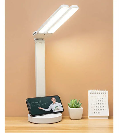 LED Desk Lamp, Dimmable Touch Folding Table Lamp with USB, Calendar, Temperature Clock, Night Light for Study, Reading Lamp