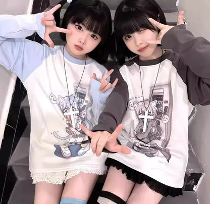 Ropa japonesa para mujer con mangas extraíbles, camisetas de manga corta y larga, ropa femenina de los años 2026