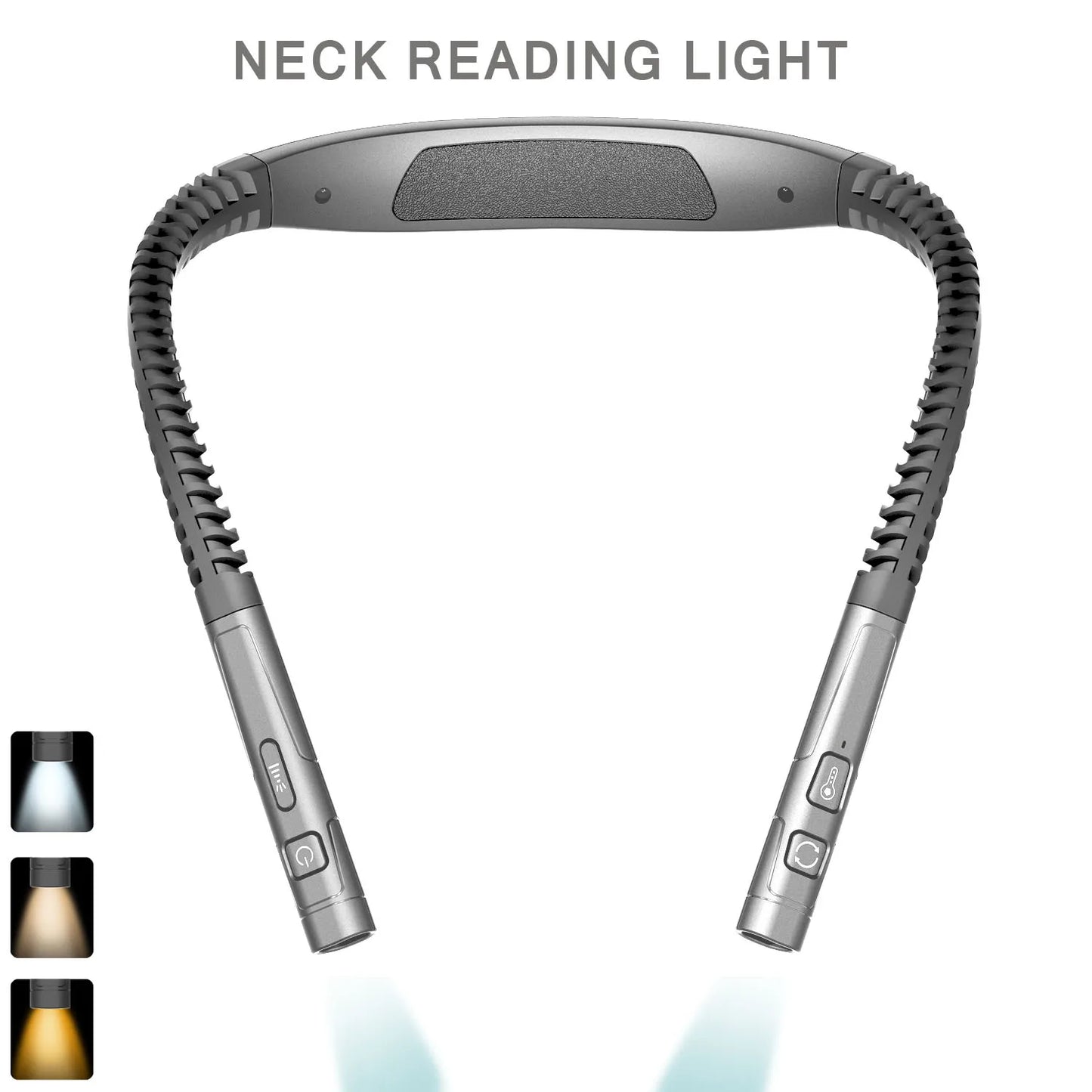 Luz LED de lectura para el cuello, 3 colores, 3 brillos, lámpara de lectura para libros, lámpara recargable por Usb, lámpara Flexible para leer el cuello y el brazo, lámpara para libros