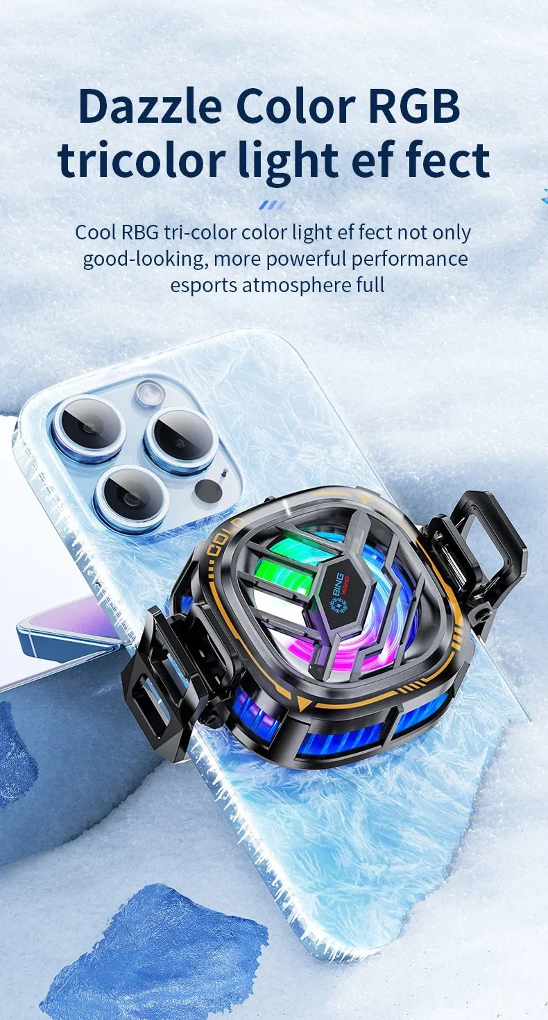 X76 2 en 1 ventilador de refrigeración de radiador móvil magnético 3 velocidades RGB para juego de teléfono PUBG iPhone Samsung Huawei