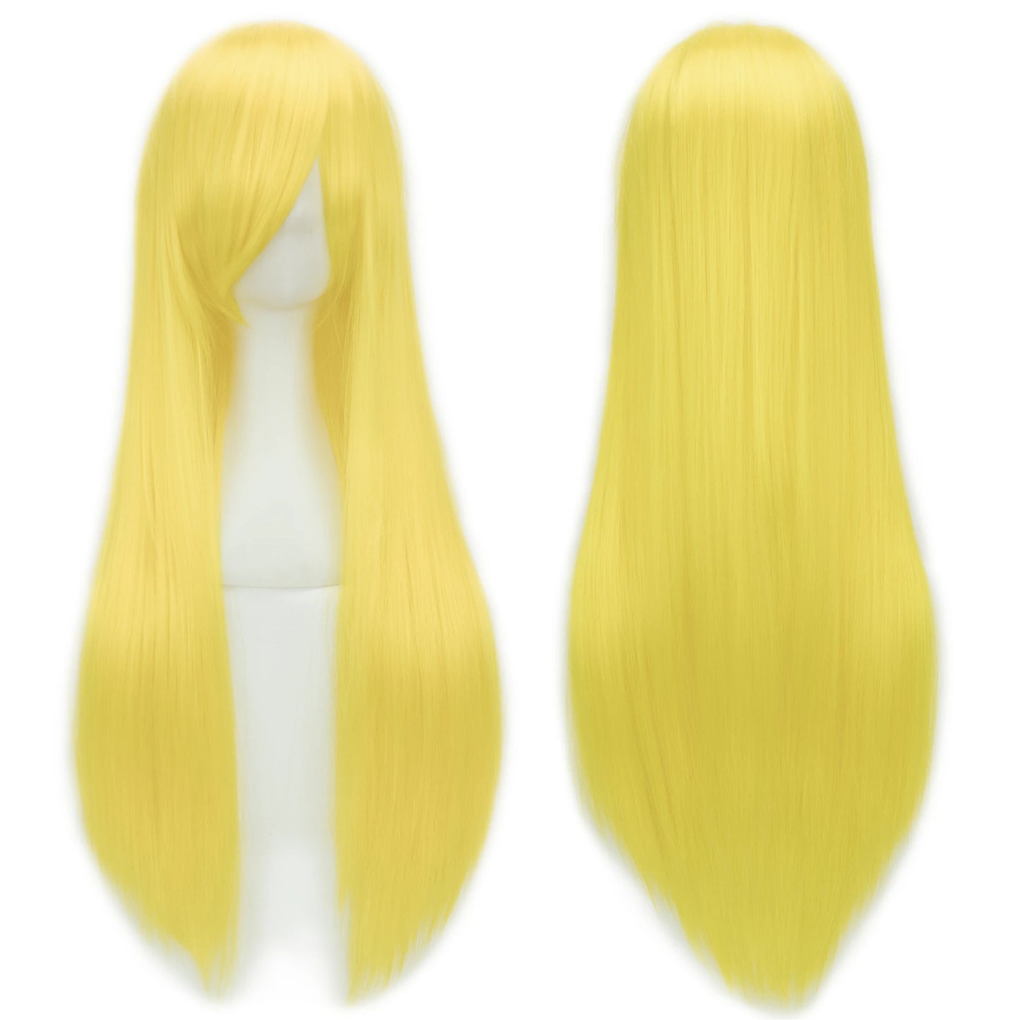 Soowee 80cm Synthetic Hair Wigs, White and Purple Cosplay Wigs, Black Straight Hair Wig for Party, Women's Wig.