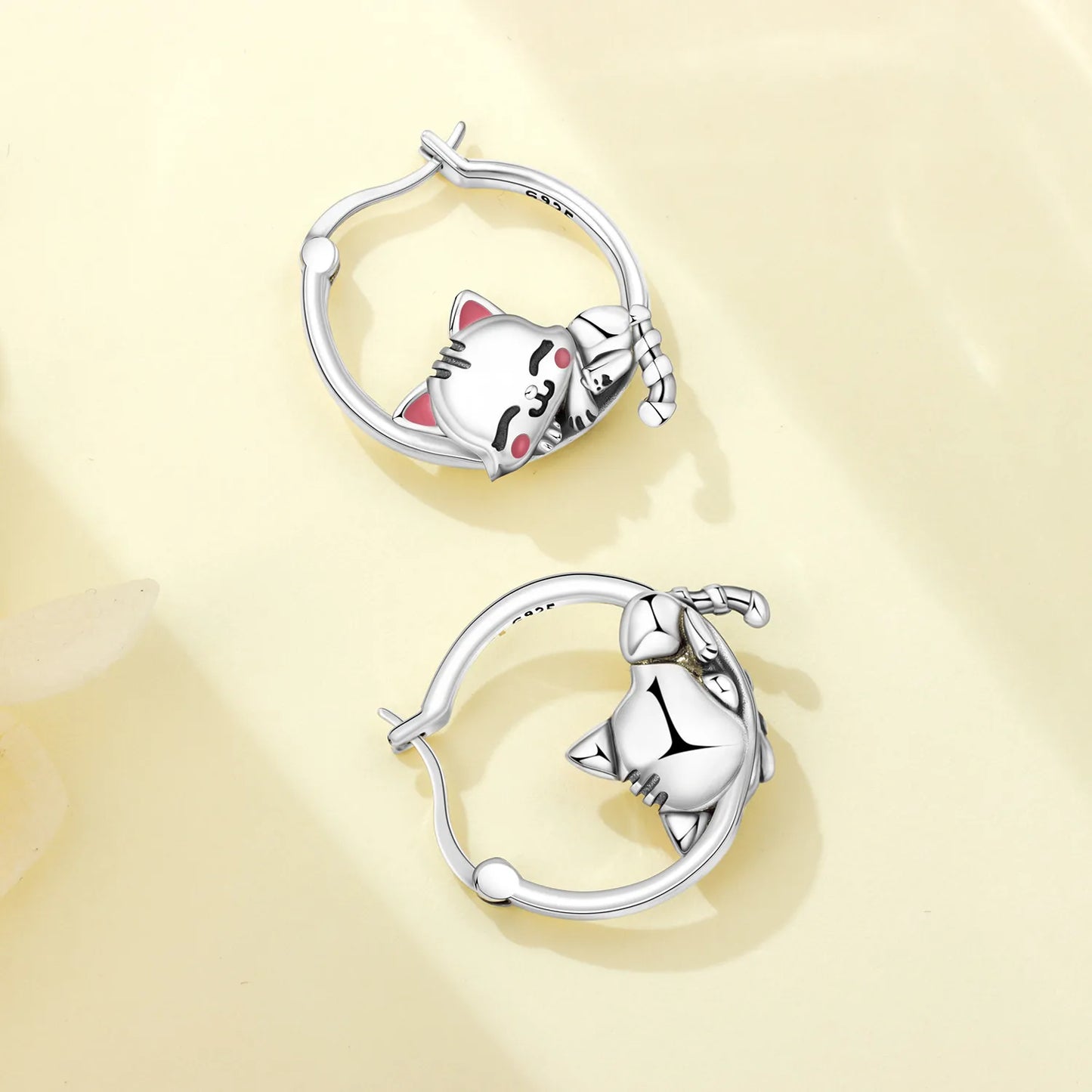 Pendientes de aro de bambú para mujer, de Plata de Ley 925 originales, con bonito Panda, joyería fina, regalos de fiesta de cumpleaños