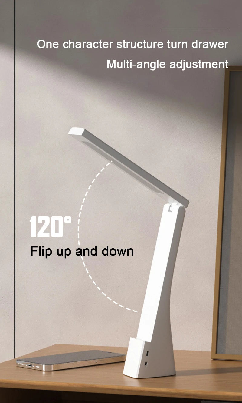 Lámpara de escritorio Led, luces de mesa plegables con carga y taponamiento, protección ocular, lámpara de escritorio de aprendizaje, accesorio de iluminación para dormitorio y mesita de noche