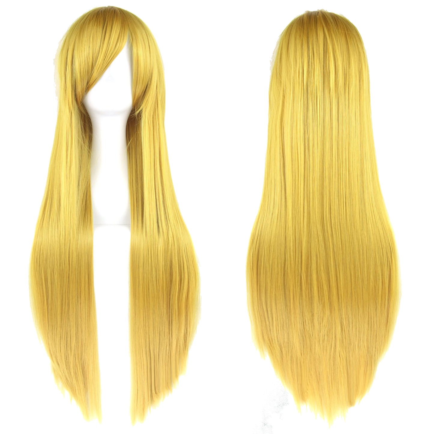 Soowee 80cm Synthetic Hair Wigs, White and Purple Cosplay Wigs, Black Straight Hair Wig for Party, Women's Wig.