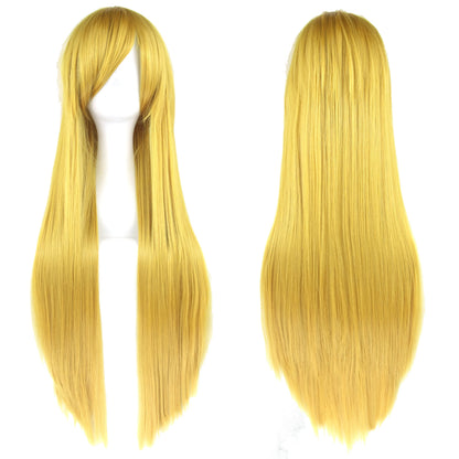 Soowee 80cm Synthetic Hair Wigs, White and Purple Cosplay Wigs, Black Straight Hair Wig for Party, Women's Wig.
