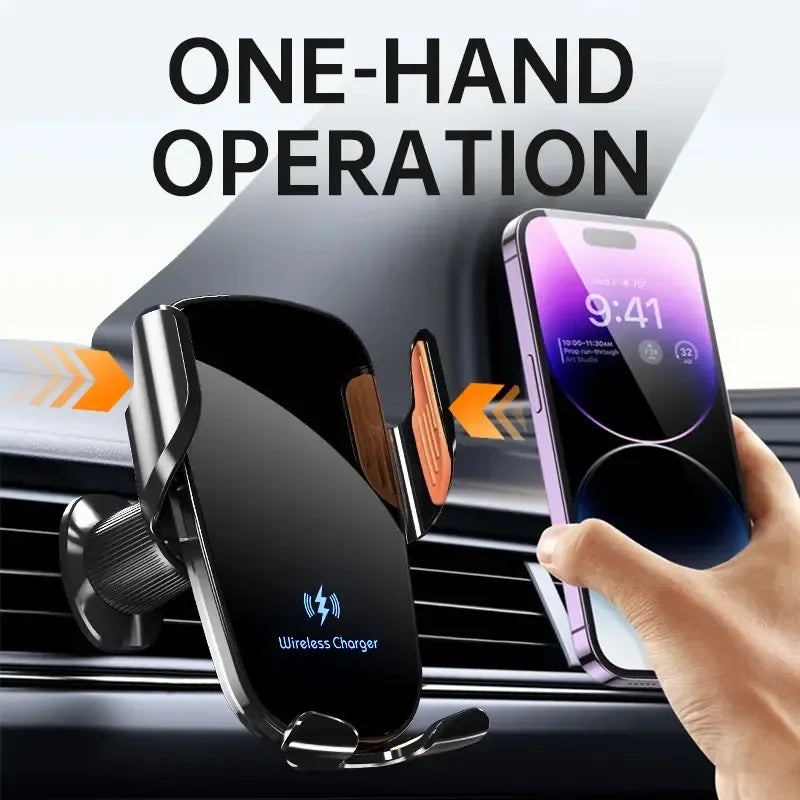 UYUXIO cargador de coche inalámbrico salida de aire soporte de teléfono de carga rápida en el coche para iPhone 16 Pro Max 15 14 12 13 teléfonos Samsung Android