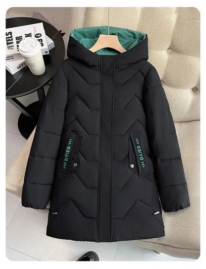 Chaqueta de plumón de longitud media para mujer, de alta gama, gruesa, cálida y elegante, estilo coreano, para el invierno, c...