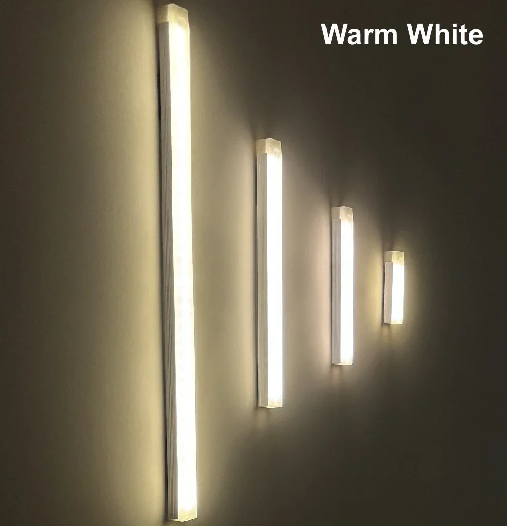 Tira de luces LED con Sensor de movimiento, luz nocturna con Sensor inalámbrico, Detector recargable por USB, lámpara de pared, armario de cocina y almacenamiento