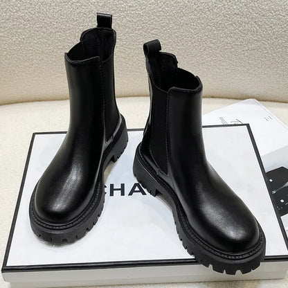 Botas Chelsea, nuevos zapatos de invierno de suela gruesa para mujer, botas cortas de suela gruesa a la moda de otoño para mujer