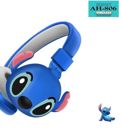 New AH-806 Bluetooth Wireless Headphones with HIFI Stereo Sound, Foldable, with Microphone, Gift for Kids, Anime and Cartoon Design