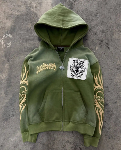 Y2K nueva versión coreana de estilo universitario Spice Girl cremallera Sudadera con capucha mujeres Harajuku Casual suelta polar grueso sudadera Punk Sudadera con capucha