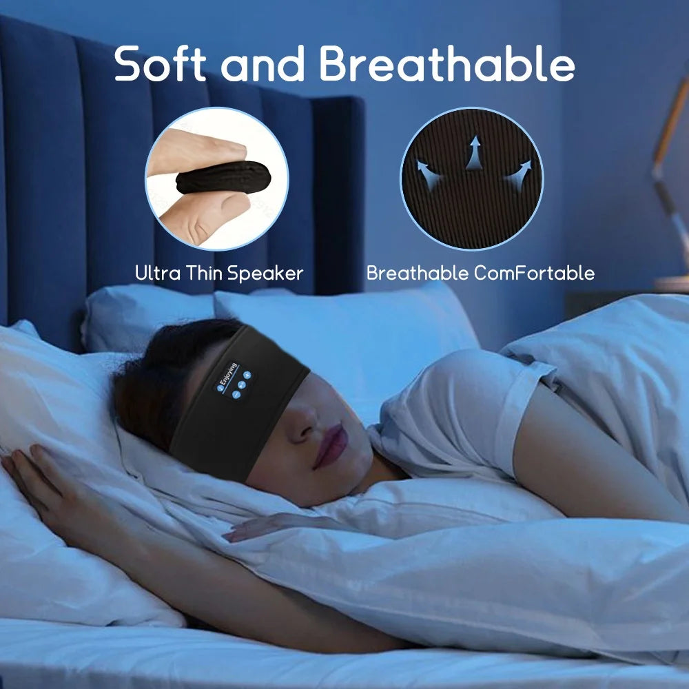 HOMEFISH BT Sports Headband Headphones for Sleeping Elastic Wireless Music Eye Mask Headphones Wireless Bluetooth Headband
