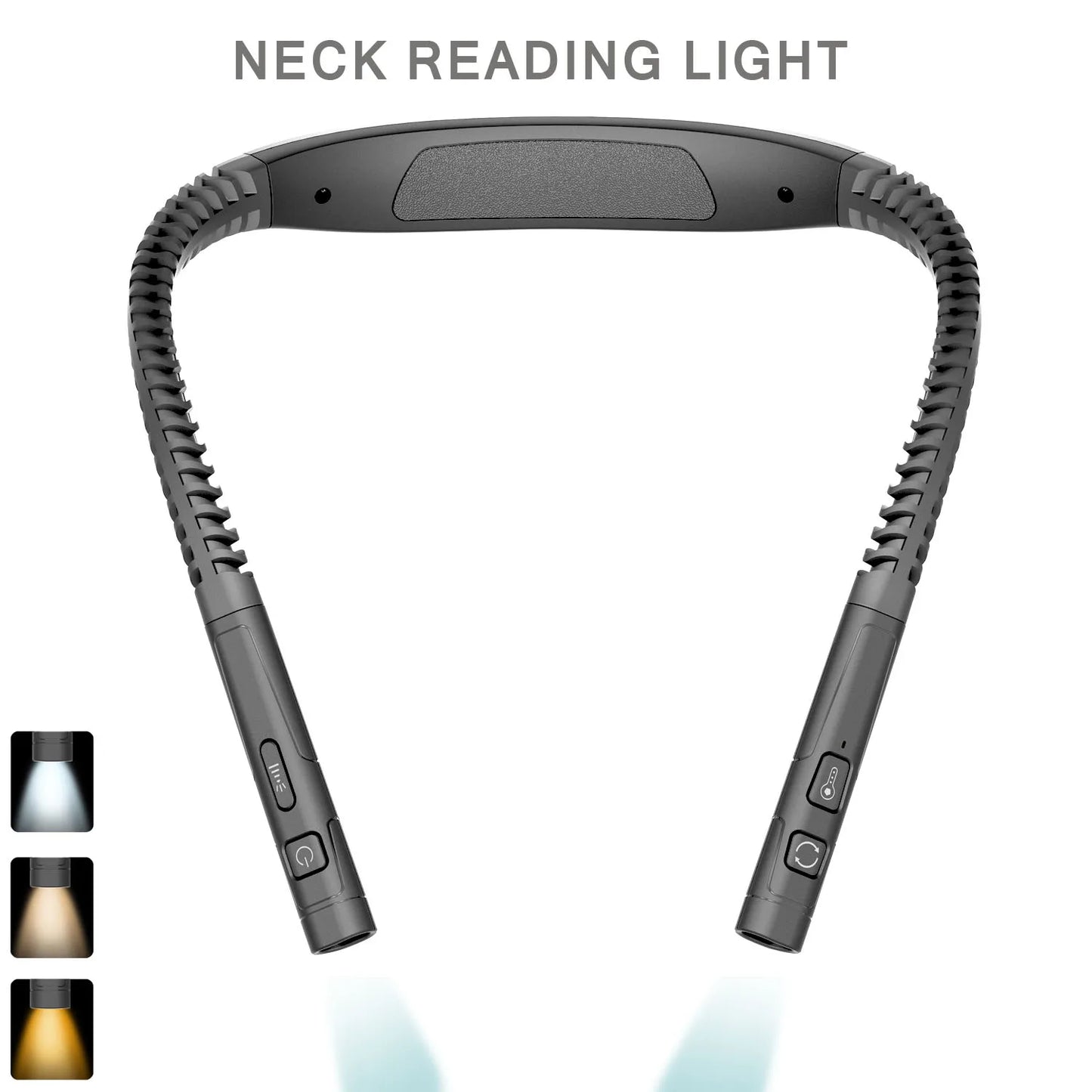 Luz LED de lectura para el cuello, 3 colores, 3 brillos, lámpara de lectura para libros, lámpara recargable por Usb, lámpara Flexible para leer el cuello y el brazo, lámpara para libros