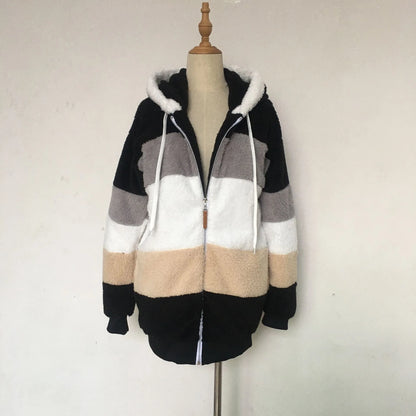 Chaqueta de gran tamaño para mujer, ropa de calle con capucha y bolsillo de felpa cálida, abrigo holgado para mujer, ropa femenina.
