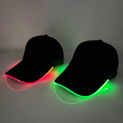 Sombrero fluorescente LED de fibra óptica, gorra de béisbol brillante de neón, suministros de fiesta de baile, sombrero de Rap de hip hop, accesorios de Club, disfraz