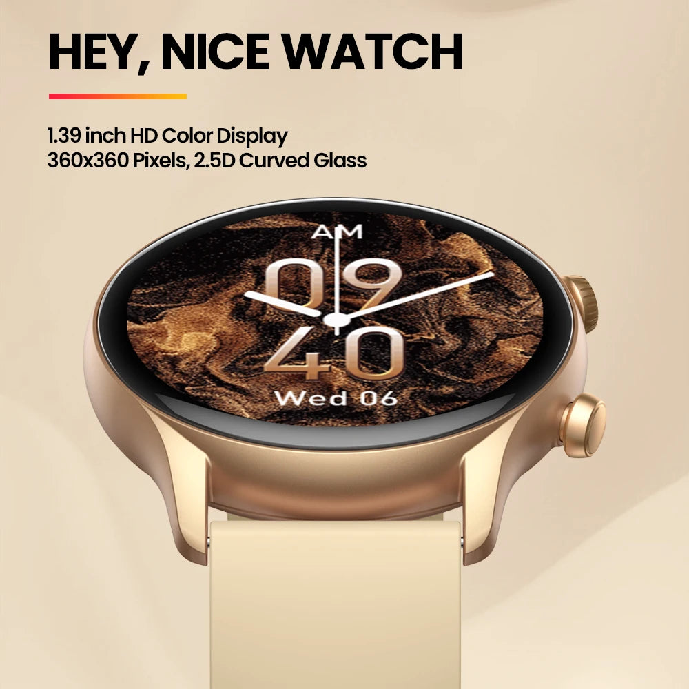 Zeblaze-reloj inteligente Btalk 3 Plus para hombre y mujer, pulsera con llamadas de voz, gran pantalla HD a Color de 1,39 pulgadas, seguimiento de actividad física