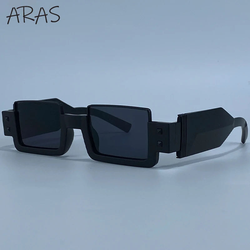 Punk Y2K 2026 Square Luxury Brand Sunglasses, Retro Steampunk Sunglasses for Women, Outdoor UV400 Sunglasses