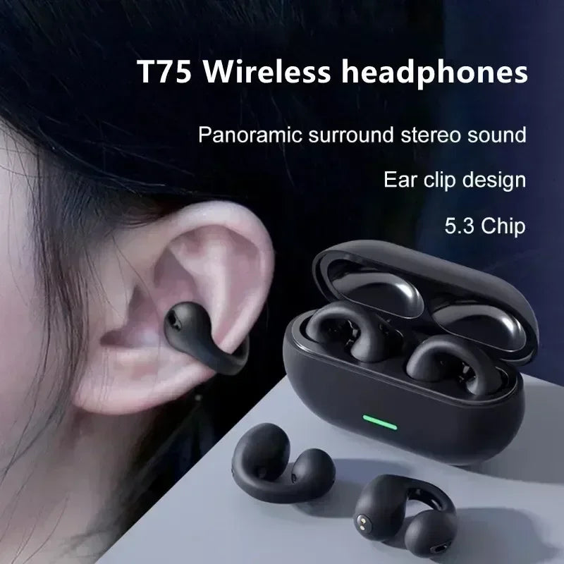 New Original T75 Bone Conduction Wireless Headphones Bluetooth 5.3 Sports Earphones HiFi Sound Quality TWS Waterproof Headset