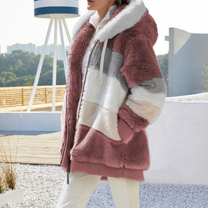 Chaqueta de gran tamaño para mujer, ropa de calle con capucha y bolsillo de felpa cálida, abrigo holgado para mujer, ropa femenina.