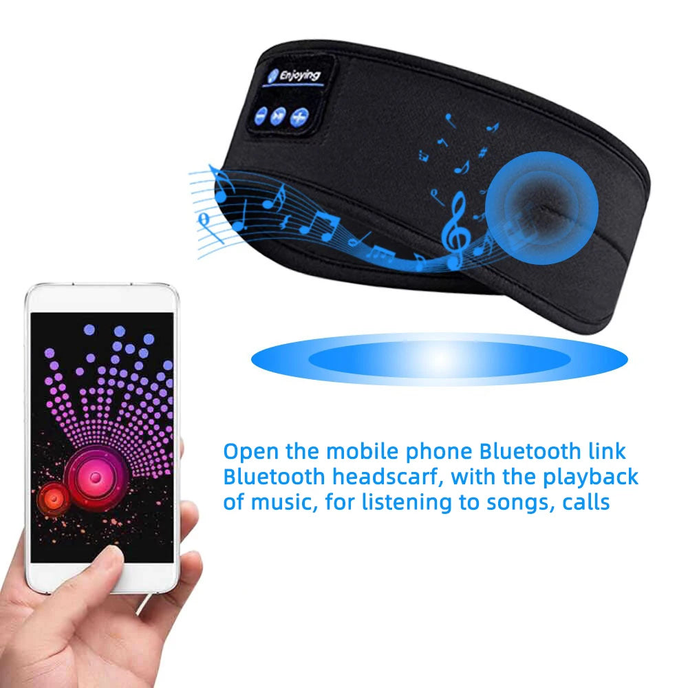 HOMEFISH BT Sports Headband Headphones for Sleeping Elastic Wireless Music Eye Mask Headphones Wireless Bluetooth Headband