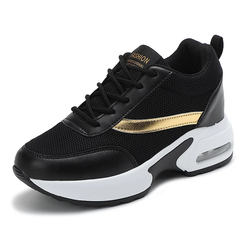 Fashion Platform Women's Shoes, Invisible Height Increasing Casual Shoes, Breathable Air Cushion Walking Travel Shoes