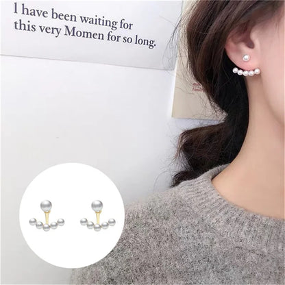 Pendientes coreanos de Metal en forma de corazón, pendientes colgantes en la espalda con perlas de cola de pez para mujeres y niñas, regalo de joyería elegante de cristal 2024