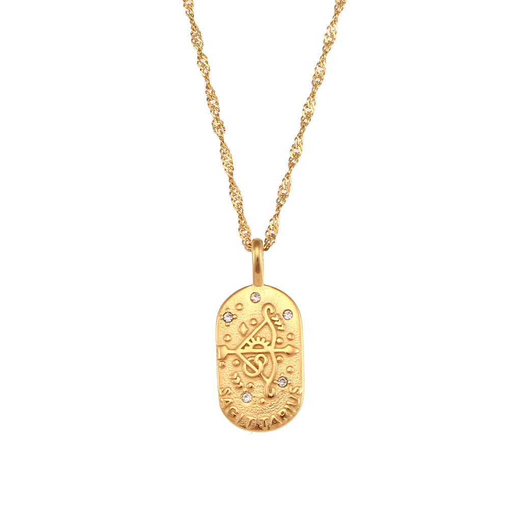 E.B.belle-collar de acero inoxidable con signo del zodiaco para mujer, joyería brillante, constelación, 2024