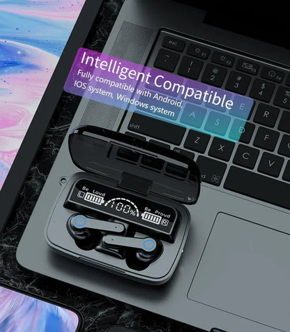 M19 TWS Headphones, Smart Touch Control, Wireless, Bluetooth-compatible Earbuds, Waterproof LED Display with Microphone