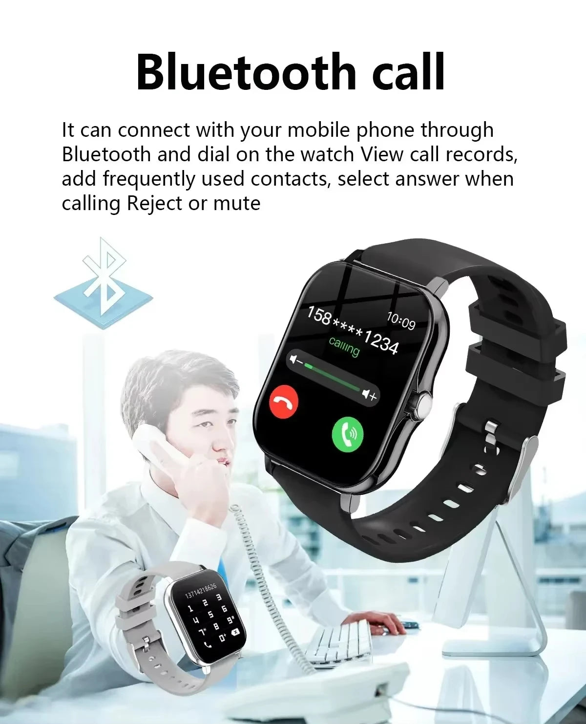 VIVO Smartwatch for Android and iPhone, 2.01-inch HD Screen, Answer and Make Calls, Message Preview, Sports Modes, Customizable Watch Face, Weather Forecast