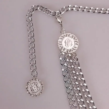 Estilo Punk Hip Hop, cadena de cintura que combina con todo, Luna, cinturón de Metal Vintage para mujer, cinturón de cadena de cintura alta Vintage para mujer.