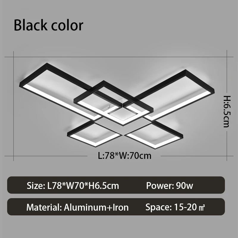 Luces Led de techo modernas para sala de estar, dormitorio, lustre, decoración del hogar, luz de techo regulable, accesorios de lámpara de techo negro/dorado