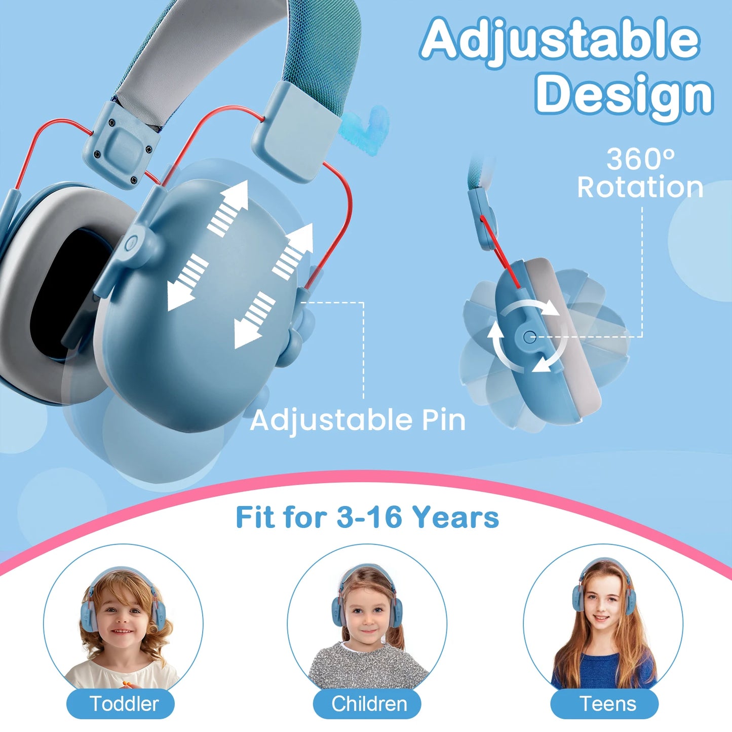 Kids protective ear muffs, 27dB hearing protection, soundproof headphones, safety reduction, noise cancelling