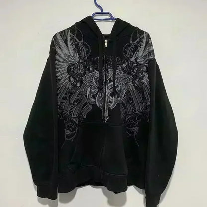 Y2K nueva versión coreana de estilo universitario Spice Girl cremallera Sudadera con capucha mujeres Harajuku Casual suelta polar grueso sudadera Punk Sudadera con capucha