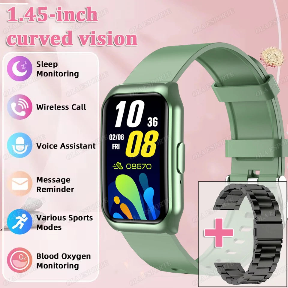 Para mujeres hombres reloj inteligente pantalla AMOLED salud monitoreo del ritmo cardíaco Bluetooth llamada IP68 impermeable deporte al aire libre pulsera inteligente