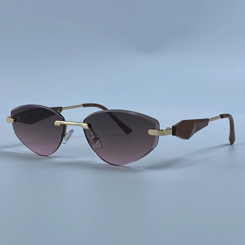 Gafas de Y2K Punk sin montura de ojo de gato, gafas 2026 de diseño de lujo irregulares sin marco, gafas de mujer, gafas de fiesta de moda