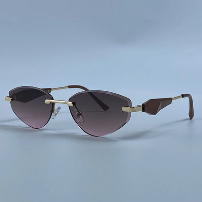 Gafas de Y2K Punk sin montura de ojo de gato, gafas 2026 de diseño de lujo irregulares sin marco, gafas de mujer, gafas de fiesta de moda