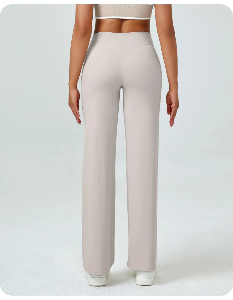 Women's High Waisted Straight Leg Yoga Pants, Naked Feeling, Butt Lift, Loose Fit, Workout Pants, Slimming Gym Pants