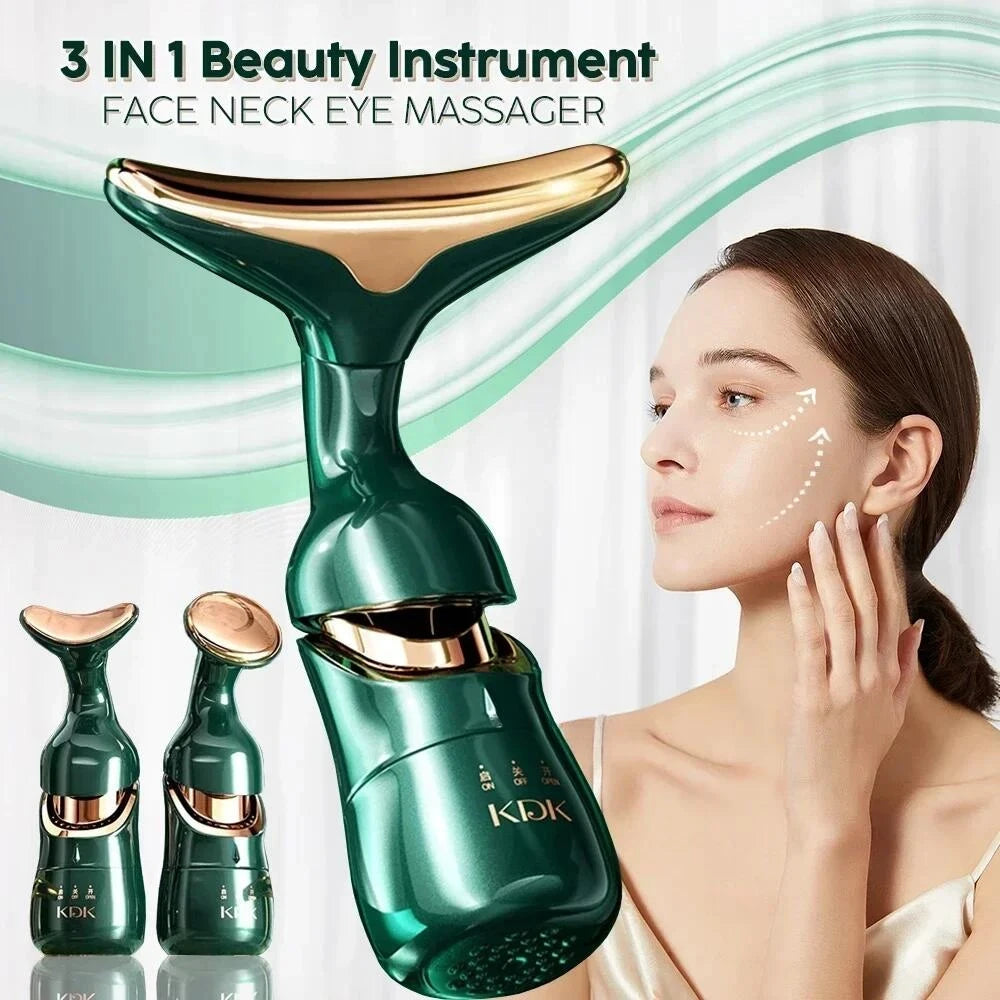 HOMEFISH 3-in-1 Facial Firming Device, EMS Slimming Eye and Neck Facial Massager, Skin Lifting Anti-Wrinkle Facial Massager