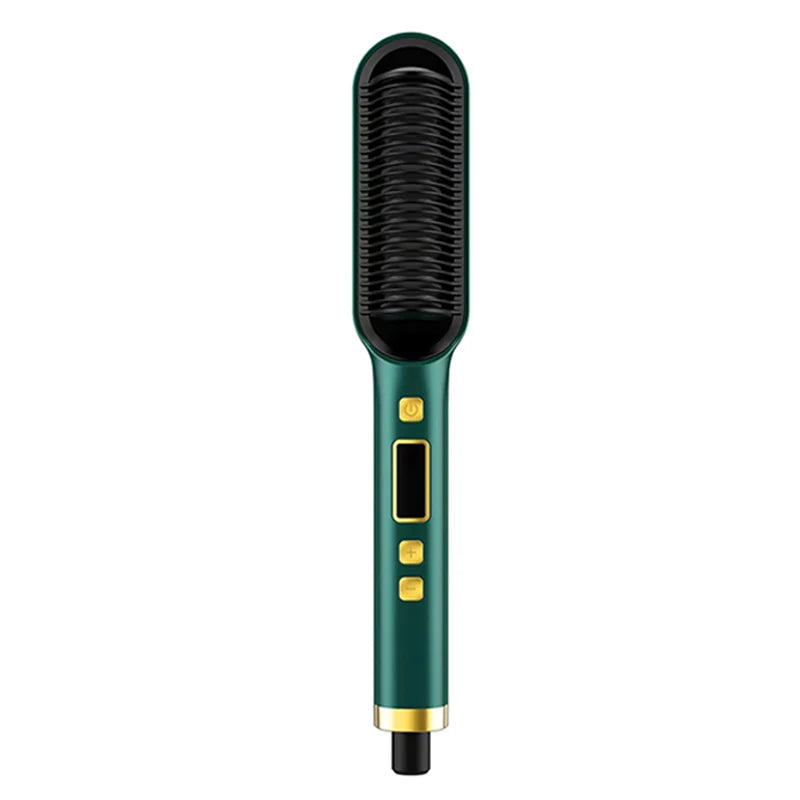 Cepillo eléctrico profesional de iones negativos, peine rizador con pantalla Lcd, herramienta rizadora, 2 en 1