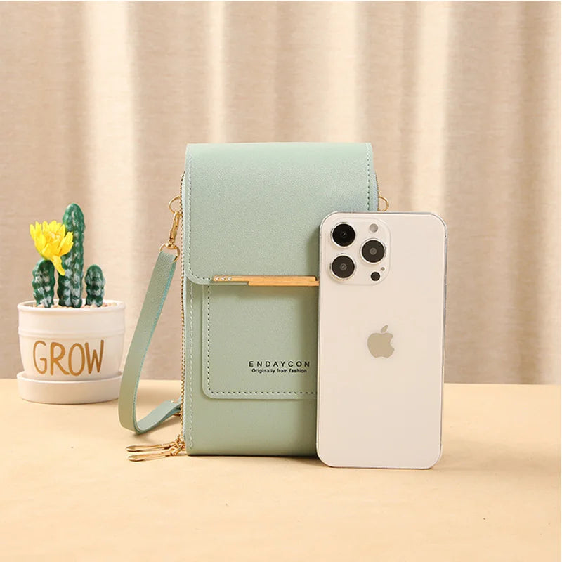 Women Crossbody Shoulder Bags Wallets Touch Screen Cell Phone Purse Soft Leather Strap Handbag for Female Luxury Messenger Bags