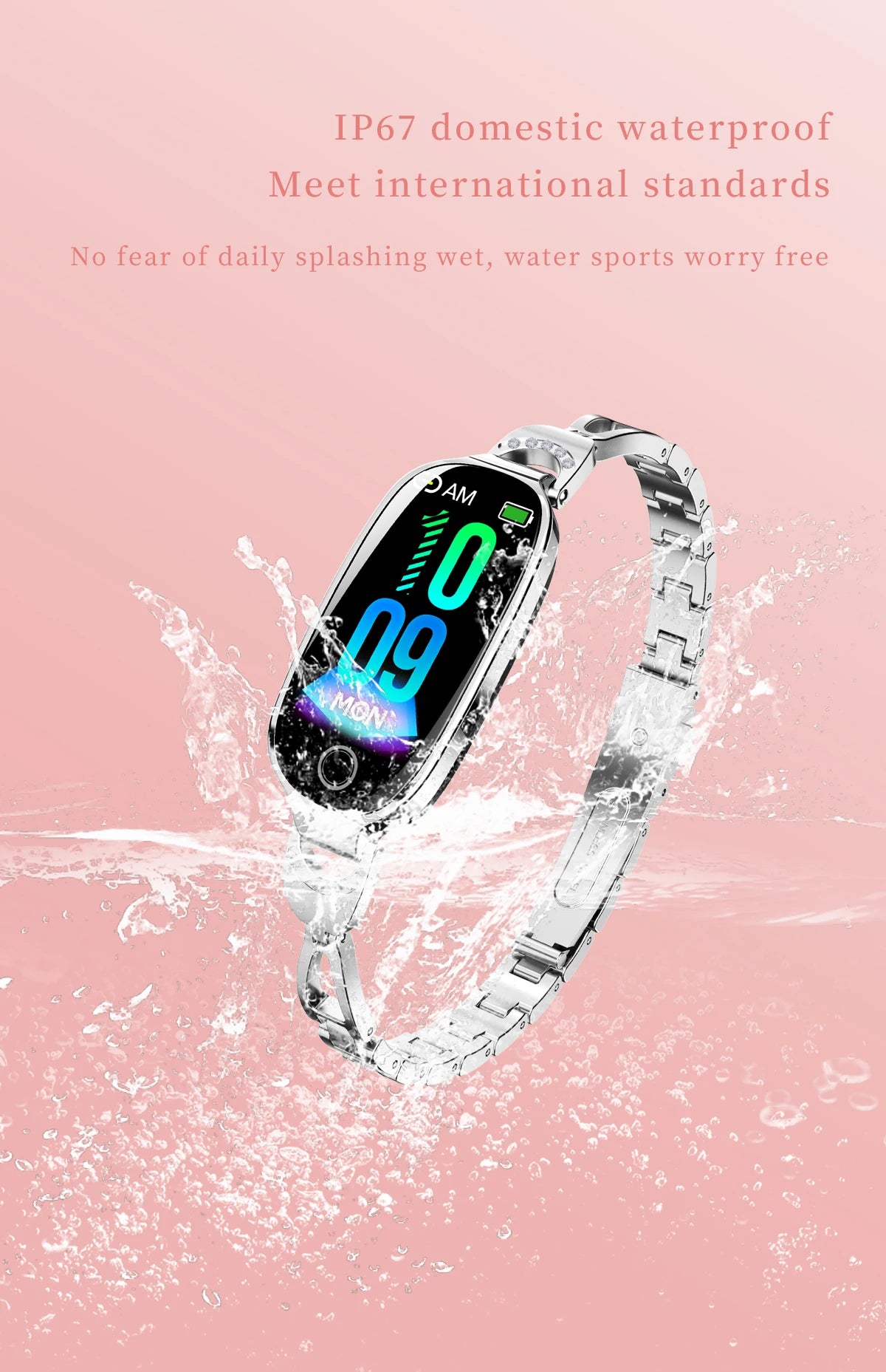 Reloj inteligente de moda para mujer con correa de caja de Metal llamadas Bluetooth recordatorio Menstrual femenino Monitor de presión arterial y frecuencia cardíaca